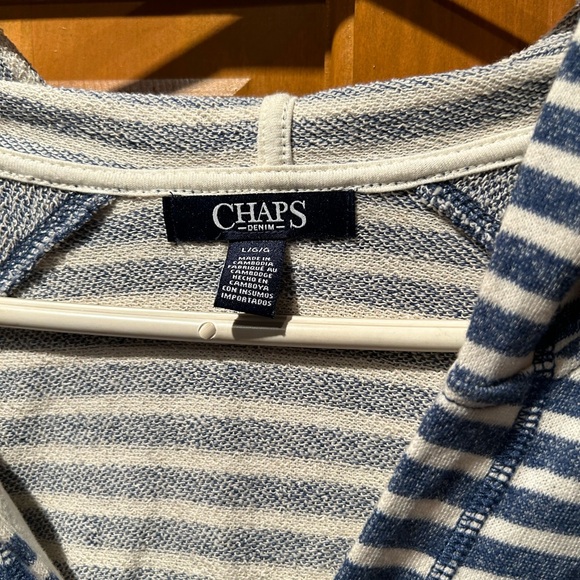 Chaps Striped Hooded Sweater size L - Picture 2 of 4
